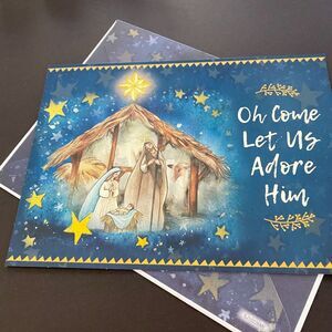Merry Christmas Nativity Scene Family Holiday Greeting Gifts‎ Card with Envelope